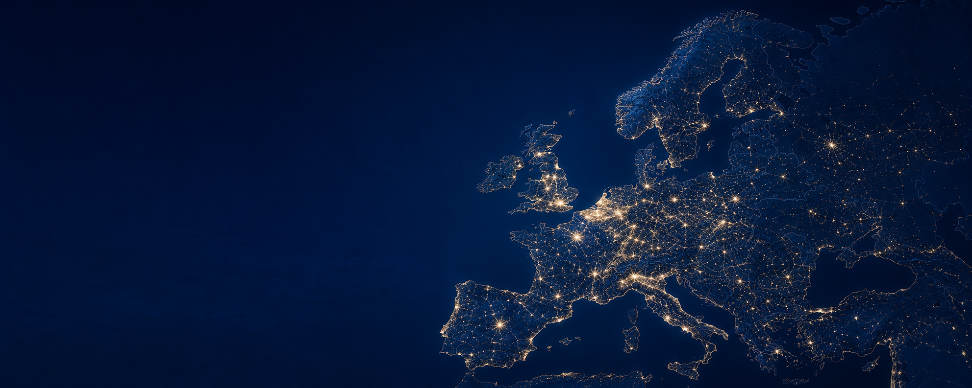 Europe at night seen from space